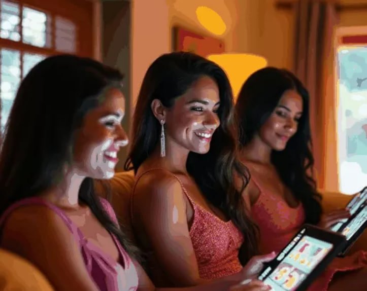 Pengguna timahbet mengakses platform hiburan digital dari smartphone di rumah
